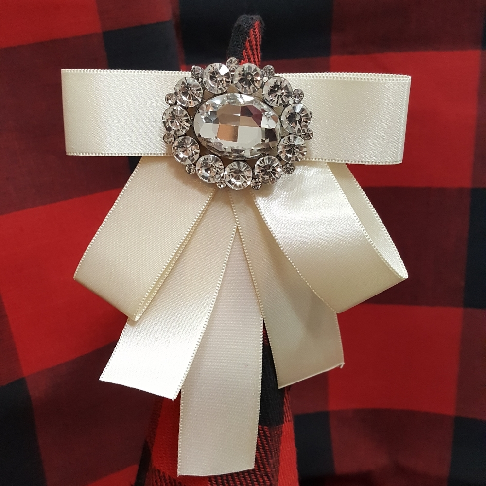 Rhinestone Crystal Ribbon Bow Brooches